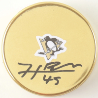 Harrison Brunicke Signed Penguins Logo Hockey Puck (JSA) at PristineAuction.com