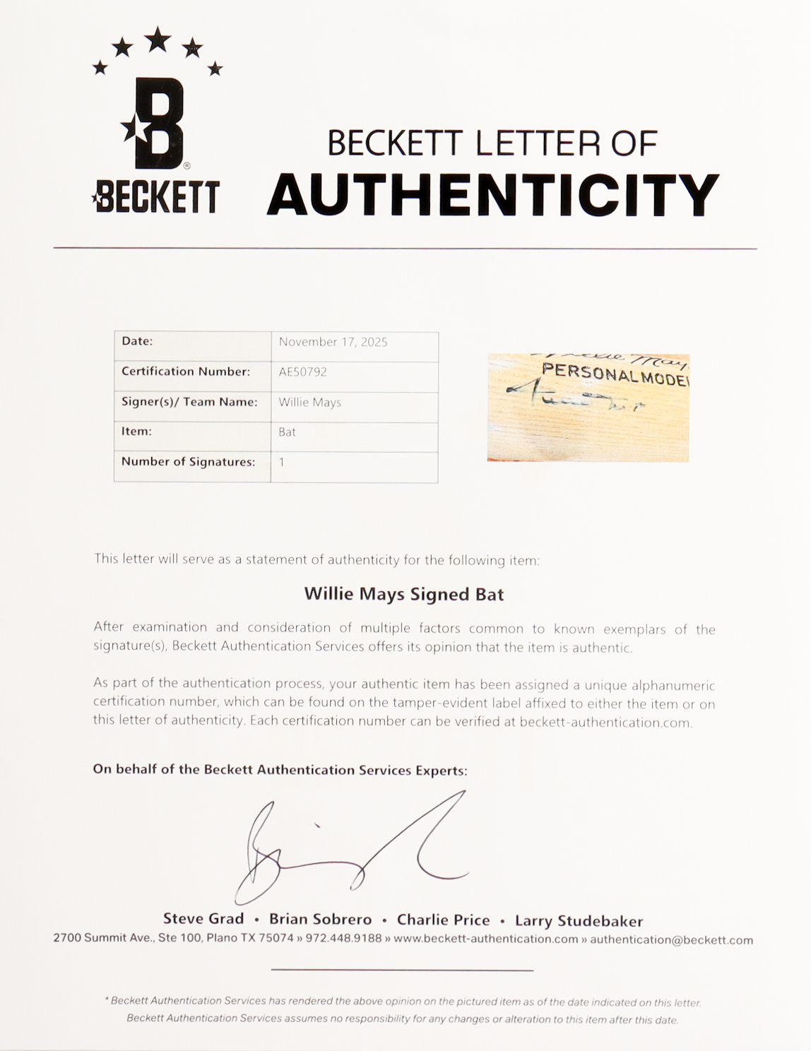 Willie Mays Signed Adirondack Personal Model Baseball Bat (Beckett) at PristineAuction.com Willie Mays Signed Adirondack Personal Model Baseball Bat (Beckett) at PristineAuction.com