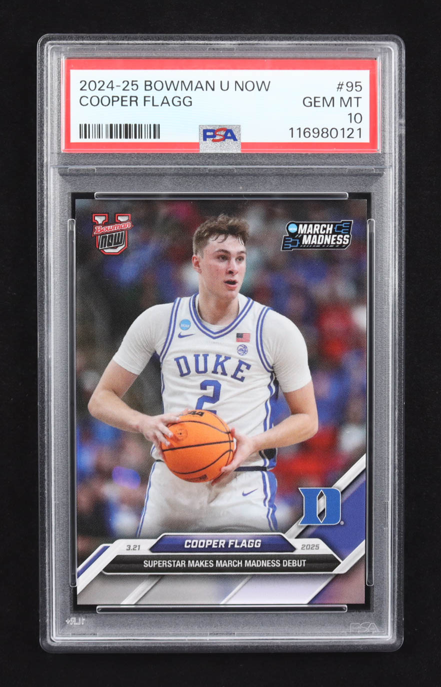 Cooper Flagg 2024-25 Bowman University Now March Madness #95 RC (PSA 10) at PristineAuction.com Cooper Flagg 2024-25 Bowman University Now March Madness #95 RC (PSA 10) at PristineAuction.com