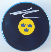 Leo Carlsson Signed Team Sweden Logo Hockey Puck (JSA) at PristineAuction.com