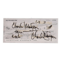 Charles Manson Signed Check (ACOA) at PristineAuction.com
