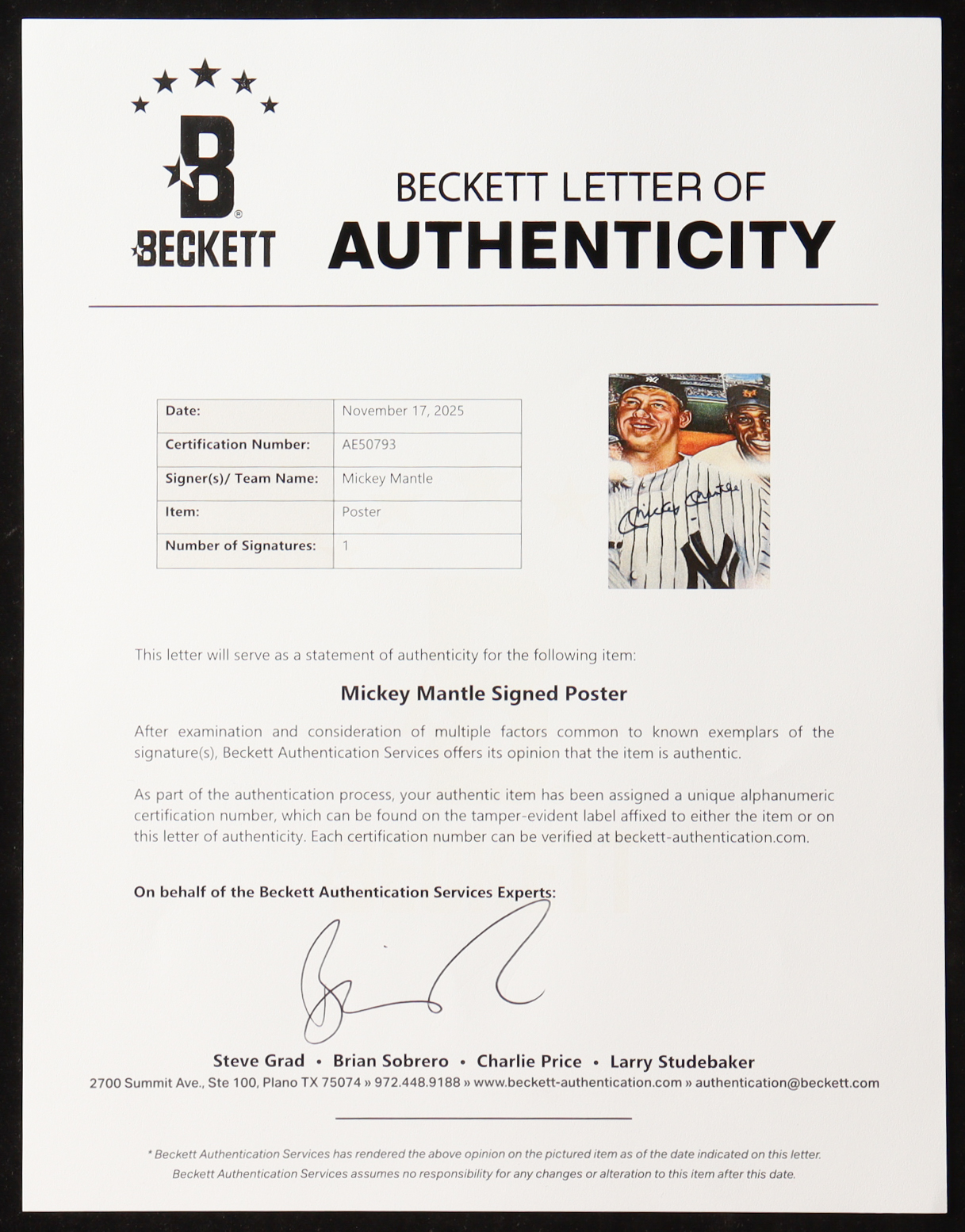 Mickey Mantle Signed Yankees 18x24 Poster (Beckett) at PristineAuction.com Mickey Mantle Signed Yankees 18x24 Poster (Beckett) at PristineAuction.com