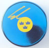 Leo Carlsson Signed Team Sweden Logo Hockey Puck (JSA) at PristineAuction.com