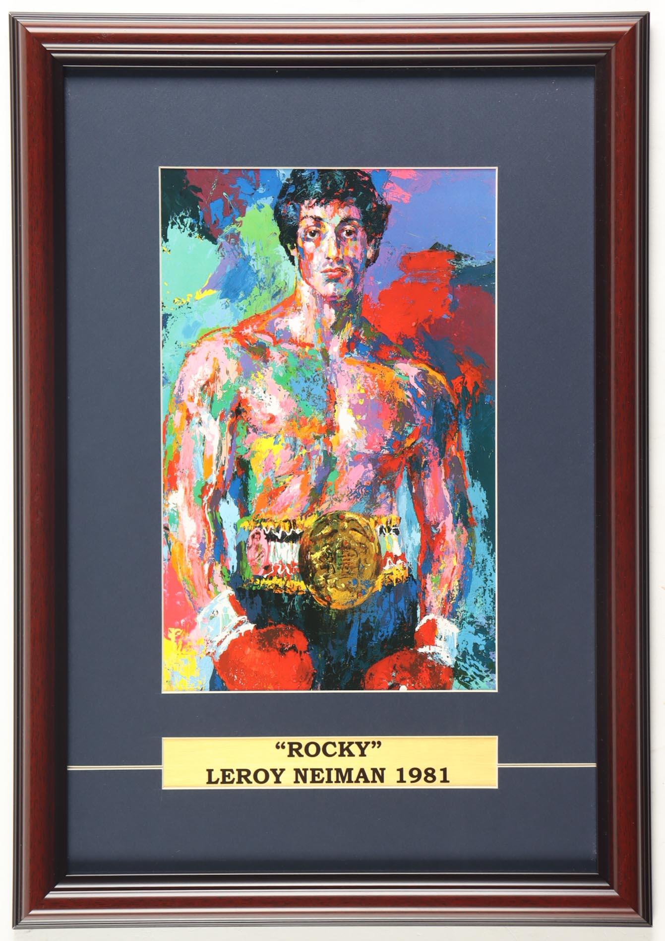 'Rocky" Custom Framed Leroy Neiman Art Print Display at PristineAuction.com 'Rocky" Custom Framed Leroy Neiman Art Print Display at PristineAuction.com