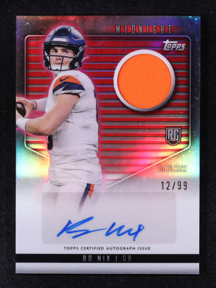 Bo Nix 2024 Topps Midnight Rookie Jersey Autographs Twilight #RJABN RC #12/99