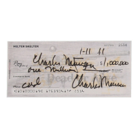 Charles Manson Signed Check (ACOA) at PristineAuction.com