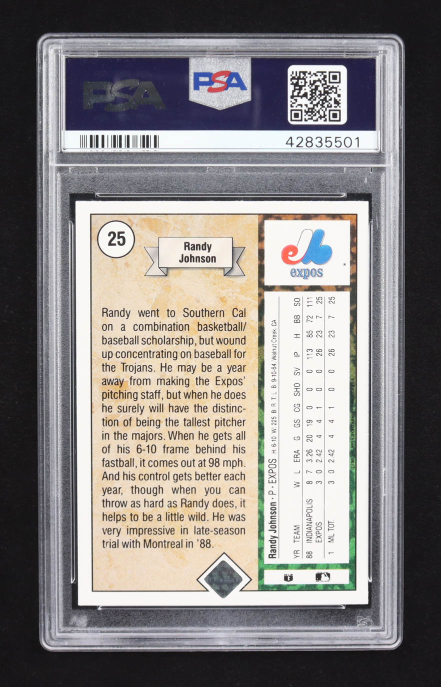 Randy Johnson 1989 Upper Deck Star Rookie #25 RC (PSA 9) at PristineAuction.com Randy Johnson 1989 Upper Deck Star Rookie #25 RC (PSA 9) at PristineAuction.com