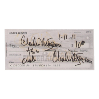 Charles Manson Signed Check (ACOA) at PristineAuction.com