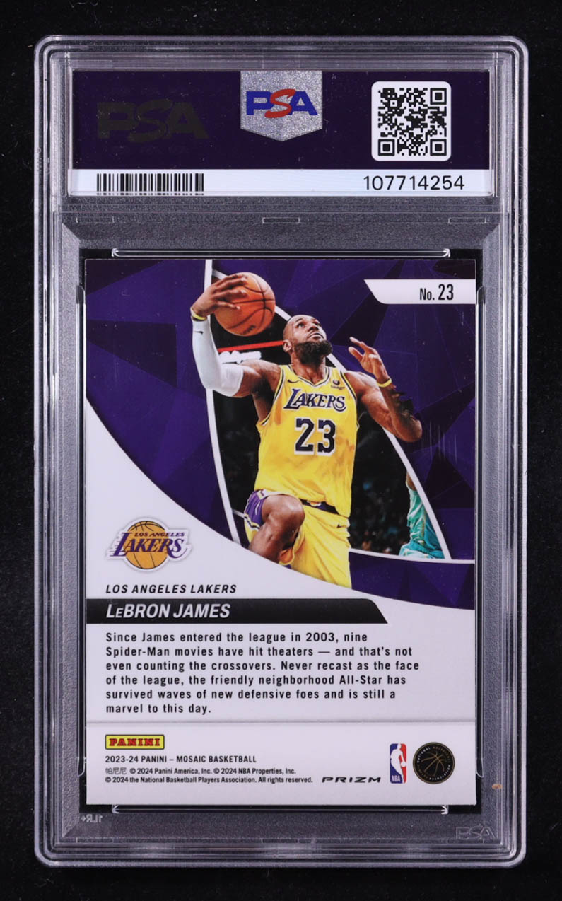 LeBron James 2023-24 Panini Mosaic Elevate Mosaic Green #23 (PSA 10) at PristineAuction.com LeBron James 2023-24 Panini Mosaic Elevate Mosaic Green #23 (PSA 10) at PristineAuction.com