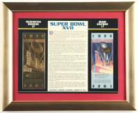 Custom Framed Super Bowl XVII Commemorative Score Card with 23KT Gold Ticket Framed Display at PristineAuction.com