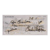 Charles Manson Signed Check (ACOA) at PristineAuction.com