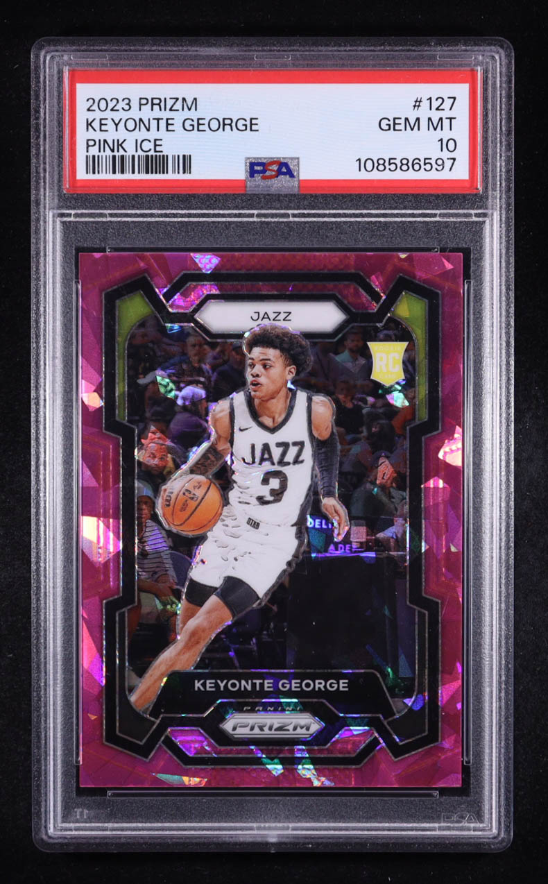 Keyonte George 2023-24 Panini Prizm Prizms Pink Ice #127 RC (PSA 10) at PristineAuction.com Keyonte George 2023-24 Panini Prizm Prizms Pink Ice #127 RC (PSA 10) at PristineAuction.com