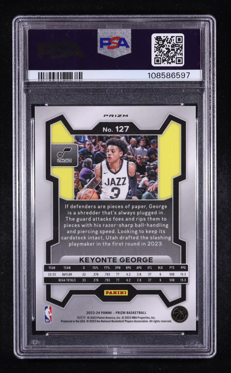 Keyonte George 2023-24 Panini Prizm Prizms Pink Ice #127 RC (PSA 10) at PristineAuction.com Keyonte George 2023-24 Panini Prizm Prizms Pink Ice #127 RC (PSA 10) at PristineAuction.com