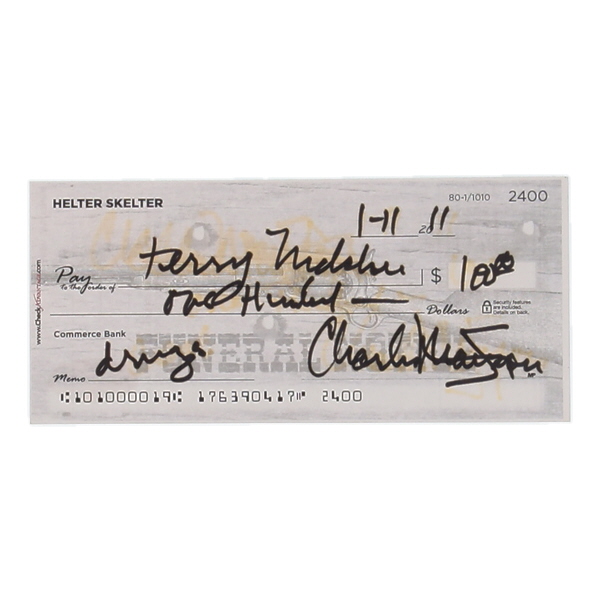 Charles Manson Signed Check (ACOA) at PristineAuction.com Charles Manson Signed Check (ACOA) at PristineAuction.com