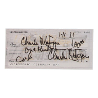 Charles Manson Signed Check (ACOA) at PristineAuction.com