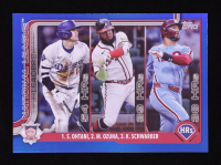 Shohei Ohtani / Marcell Ozuna / Kyle Schwarber 2025 Topps Blue Holo Foil #144 LL #39/150 at PristineAuction.com