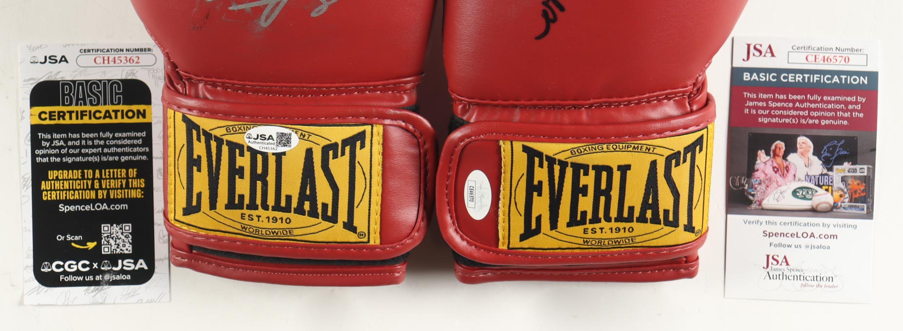 Julio Cesar Chavez, Marco Antonio Barrera & Erik Morales Signed Set of (2) Everlast Professional Boxing Gloves with Display Case (JSA) at PristineAuction.com Julio Cesar Chavez, Marco Antonio Barrera & Erik Morales Signed Set of (2) Everlast Professional Boxing Gloves with Display Case (JSA) at PristineAuction.com