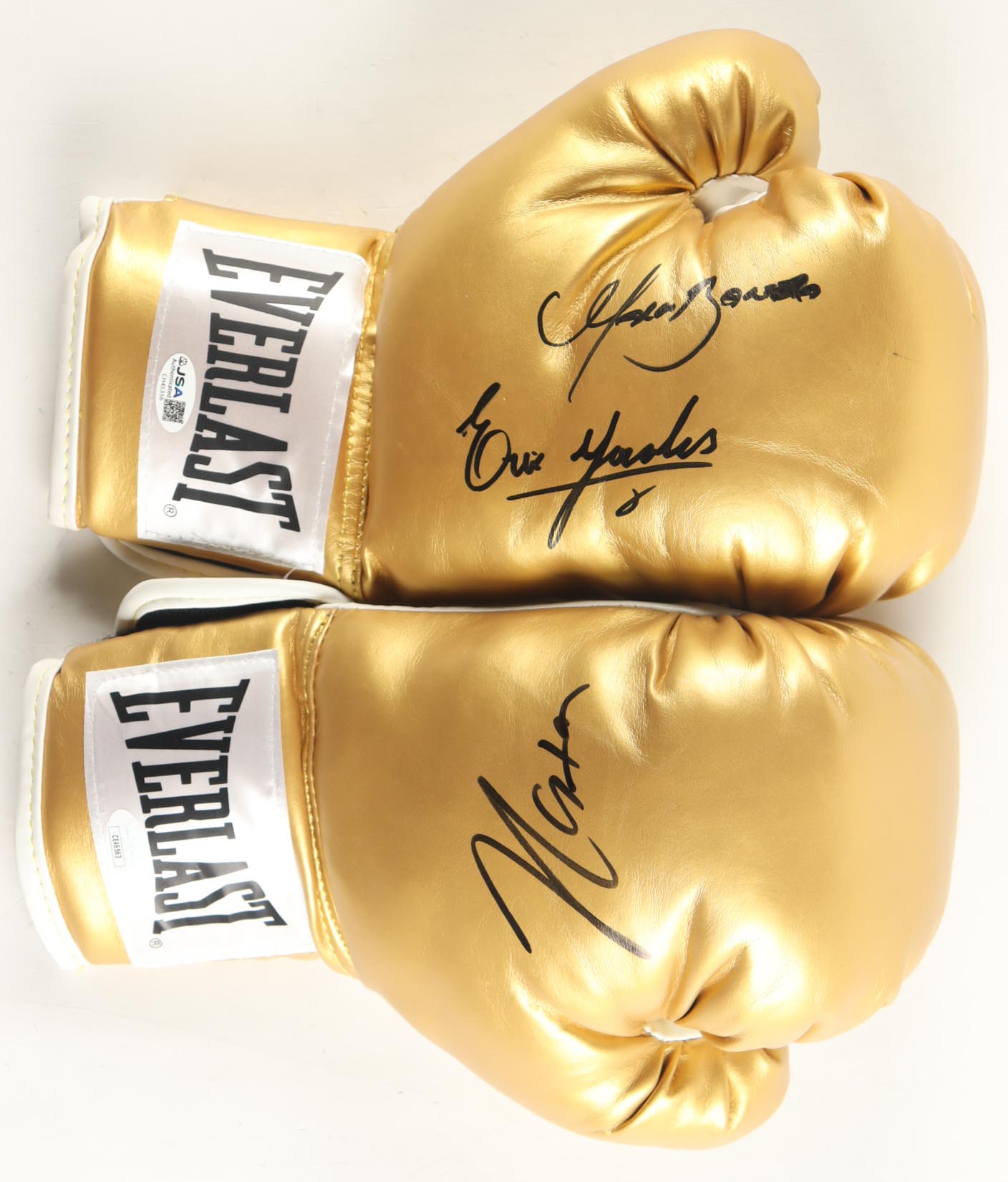 Julio Cesar Chavez, Marco Antonio Barrera & Erik Morales Signed Set of (2) Everlast Golden Professional Boxing Gloves with Display Case (JSA) at PristineAuction.com Julio Cesar Chavez, Marco Antonio Barrera & Erik Morales Signed Set of (2) Everlast Golden Professional Boxing Gloves with Display Case (JSA) at PristineAuction.com