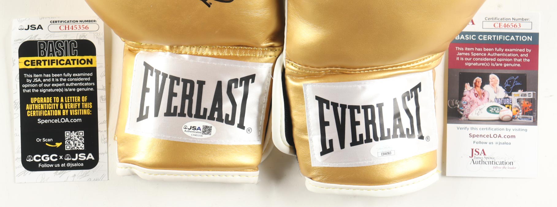 Julio Cesar Chavez, Marco Antonio Barrera & Erik Morales Signed Set of (2) Everlast Golden Professional Boxing Gloves with Display Case (JSA) at PristineAuction.com Julio Cesar Chavez, Marco Antonio Barrera & Erik Morales Signed Set of (2) Everlast Golden Professional Boxing Gloves with Display Case (JSA) at PristineAuction.com
