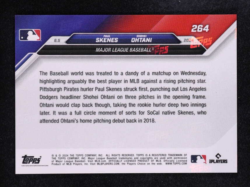 Paul Skenes RC / Shohei Ohtani 2024 Topps Now #264 at PristineAuction.com Paul Skenes RC / Shohei Ohtani 2024 Topps Now #264 at PristineAuction.com