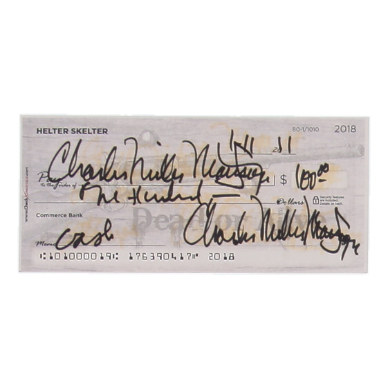 Charles Manson Signed Check (ACOA) at PristineAuction.com Charles Manson Signed Check (ACOA) at PristineAuction.com