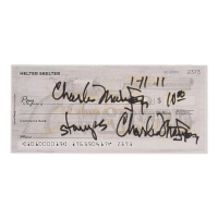 Charles Manson Signed Check (ACOA) at PristineAuction.com