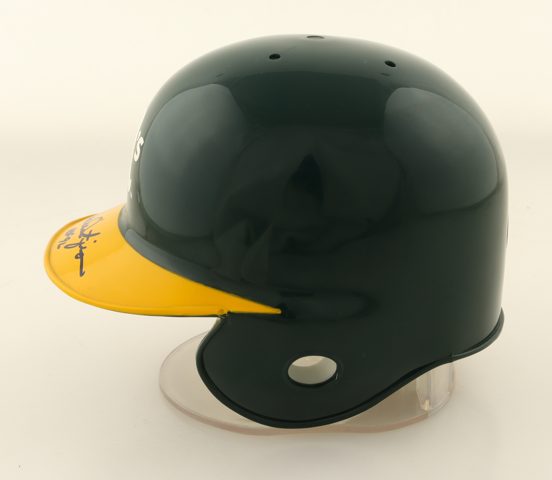 Rollie Fingers Signed Athletics Mini Batting Helmet Inscribed "HOF 92" (Beckett) at PristineAuction.com Rollie Fingers Signed Athletics Mini Batting Helmet Inscribed "HOF 92" (Beckett) at PristineAuction.com