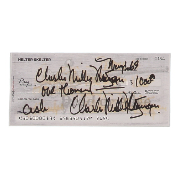 Charles Manson Signed Check (ACOA) at PristineAuction.com Charles Manson Signed Check (ACOA) at PristineAuction.com