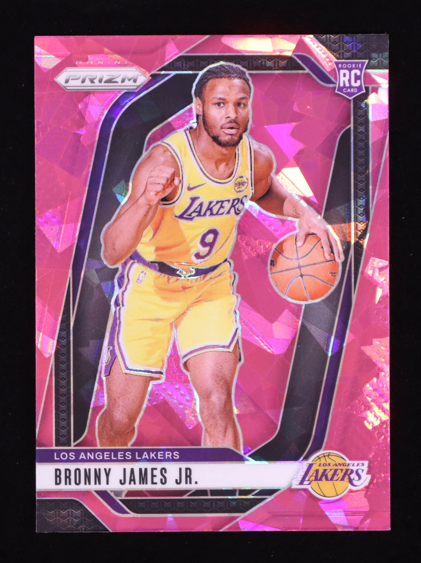 Bronny James Jr. 2024-25 Panini Prizm Prizms Pink Ice #243 RC at PristineAuction.com Bronny James Jr. 2024-25 Panini Prizm Prizms Pink Ice #243 RC at PristineAuction.com