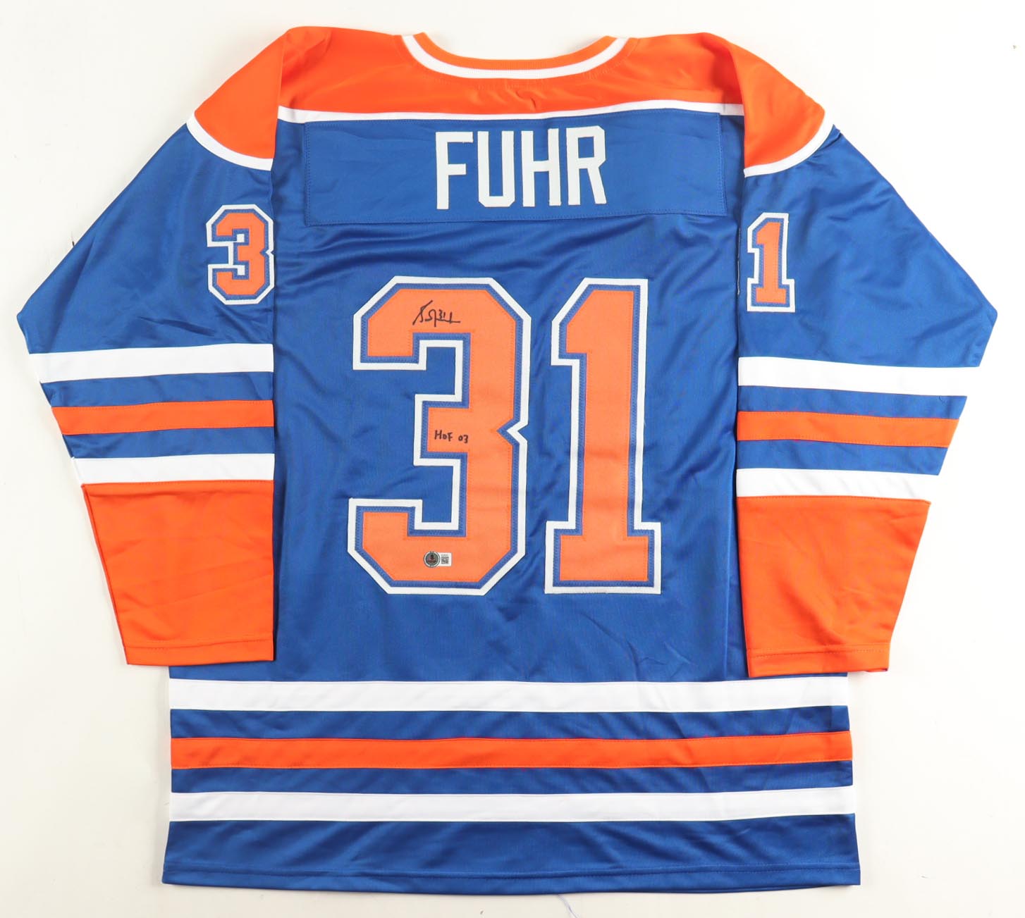 Grant Fuhr Signed Jersey Inscribed "HOF 03" (Beckett) at PristineAuction.com Grant Fuhr Signed Jersey Inscribed "HOF 03" (Beckett) at PristineAuction.com