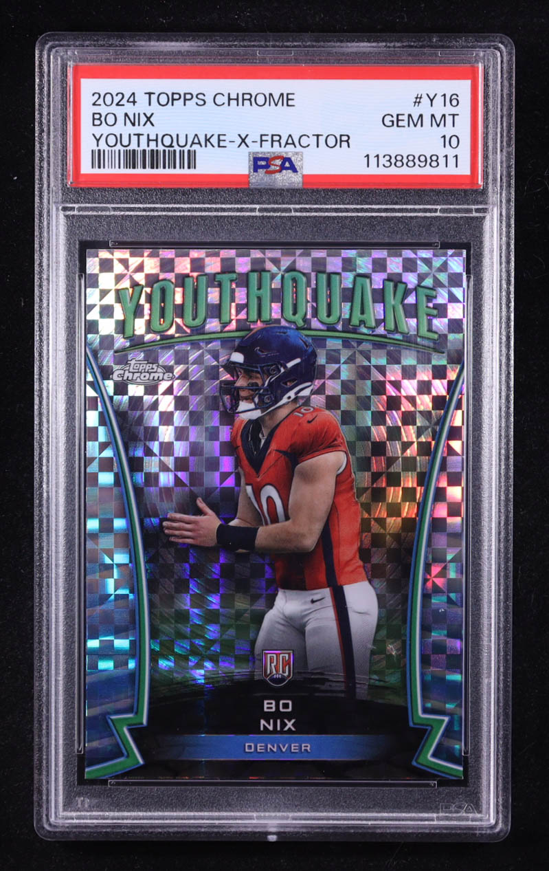 Bo Nix 2024 Topps Chrome Youthquake Xfractors #Y16 RC (PSA 10) at PristineAuction.com Bo Nix 2024 Topps Chrome Youthquake Xfractors #Y16 RC (PSA 10) at PristineAuction.com