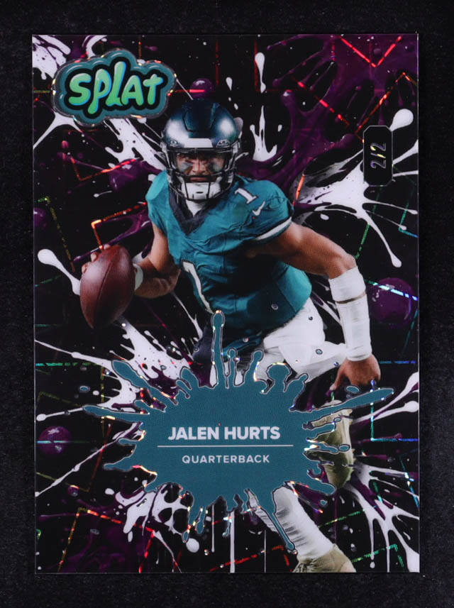 Jalen Hurts 2025 Wild Card Splat Background 2 Purple Lazer #SBPUR02-JH #2/2 at PristineAuction.com Jalen Hurts 2025 Wild Card Splat Background 2 Purple Lazer #SBPUR02-JH #2/2 at PristineAuction.com