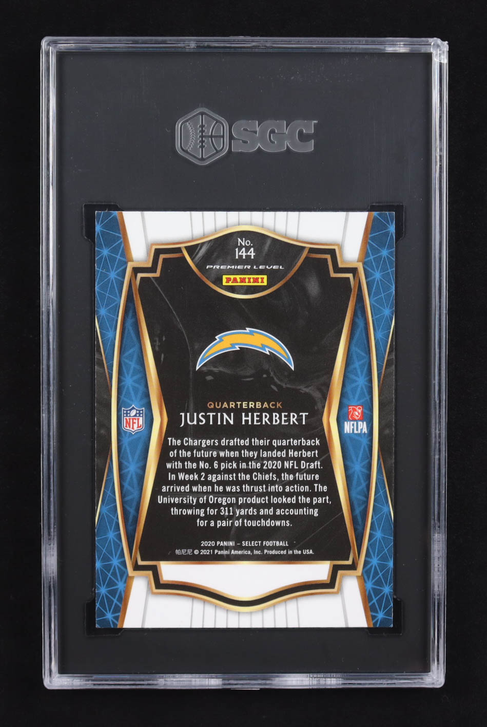 Justin Herbert 2020 Panini Select #144 RC (SGC 9.5) at PristineAuction.com Justin Herbert 2020 Panini Select #144 RC (SGC 9.5) at PristineAuction.com