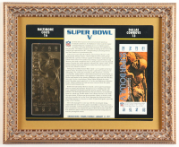 Custom Framed Super Bowl V Commemorative Score Card with 23KT Gold Ticket Framed Display at PristineAuction.com