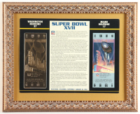 Custom Framed Super Bowl XVII Commemorative Score Card with 23KT Gold Ticket Framed Display at PristineAuction.com
