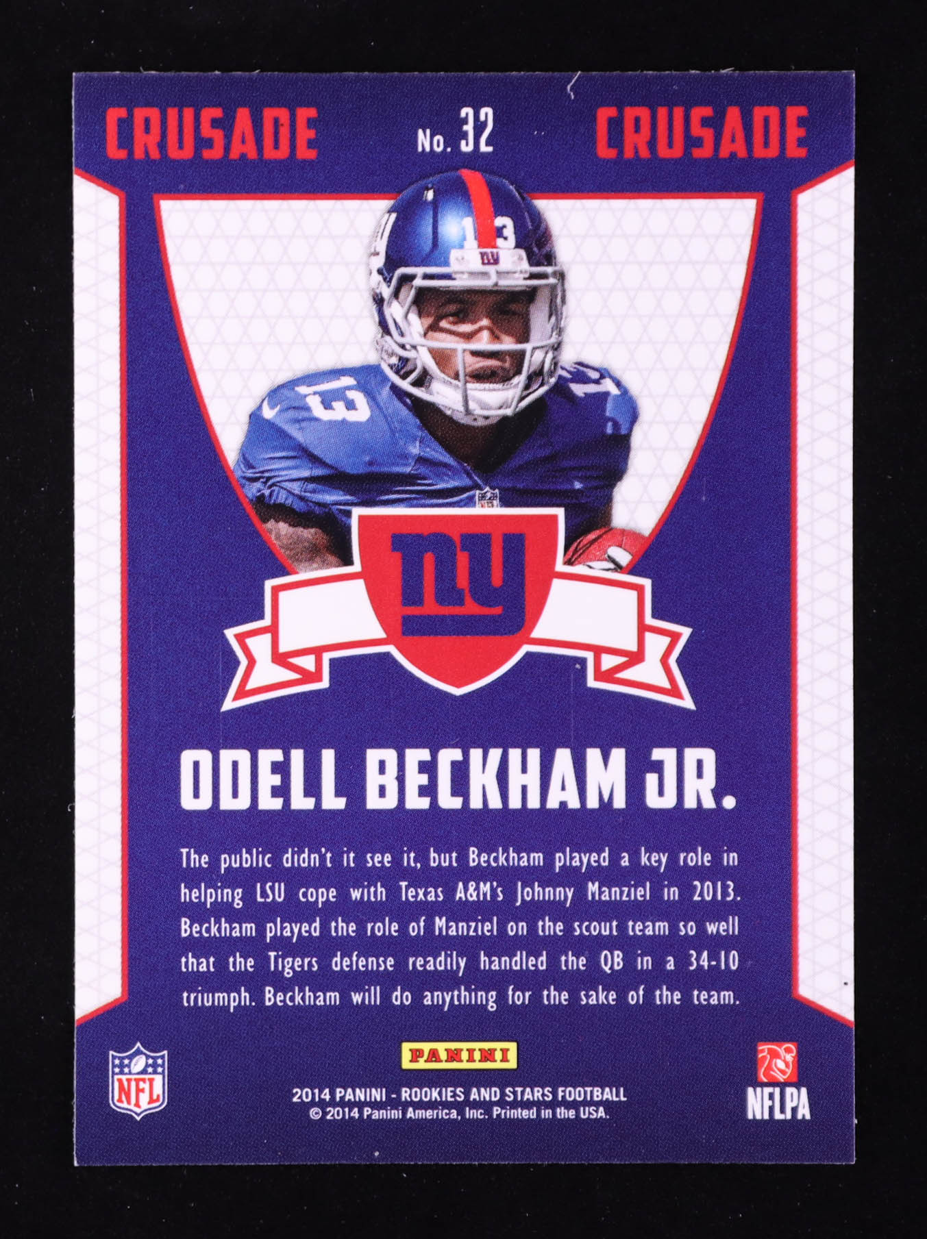 Odell Beckham Jr. 2014 Rookies and Stars Rookie Crusade Blue #32 RC at PristineAuction.com Odell Beckham Jr. 2014 Rookies and Stars Rookie Crusade Blue #32 RC at PristineAuction.com