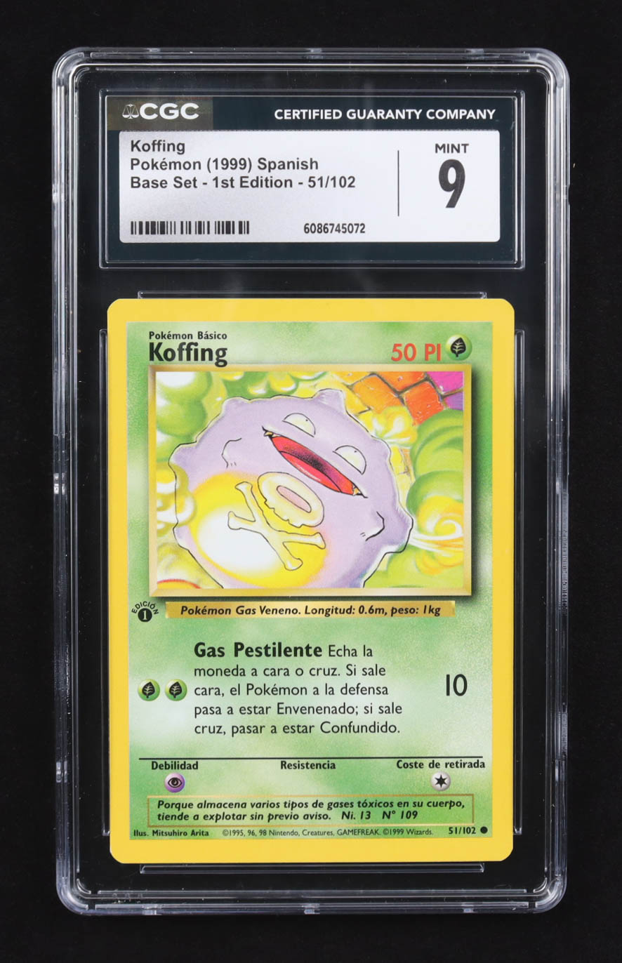 Koffing 1999 Pokemon Base Set 1st Edition Spanish #51 (CGC 9) at PristineAuction.com Koffing 1999 Pokemon Base Set 1st Edition Spanish #51 (CGC 9) at PristineAuction.com