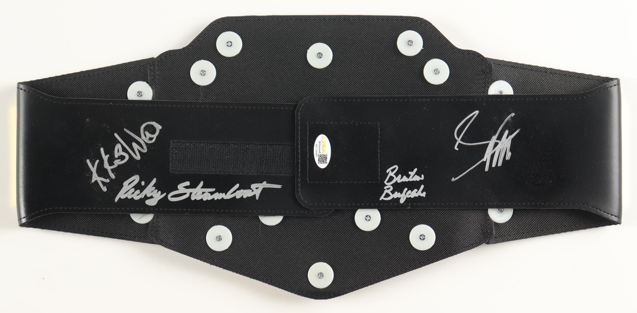 WWE Replica Heavyweight Championship Belt Signed By (4) with Ricky Steamboat, Greg Valentine, Brutus Beefcake, and KoKo B. Ware (JSA) at PristineAuction.com WWE Replica Heavyweight Championship Belt Signed By (4) with Ricky Steamboat, Greg Valentine, Brutus Beefcake, and KoKo B. Ware (JSA) at PristineAuction.com