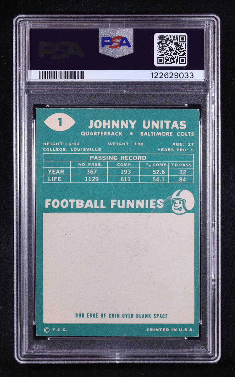 Johnny Unitas 1960 Topps #1 (PSA 4) at PristineAuction.com Johnny Unitas 1960 Topps #1 (PSA 4) at PristineAuction.com