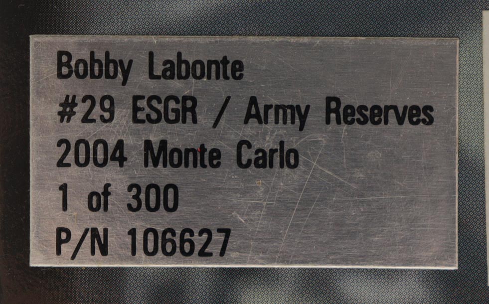 Bobby Labonte LE #29 ESGR Army Reserves - 2004 Monte Carlo - 1:24 Diecast Car at PristineAuction.com Bobby Labonte LE #29 ESGR Army Reserves - 2004 Monte Carlo - 1:24 Diecast Car at PristineAuction.com