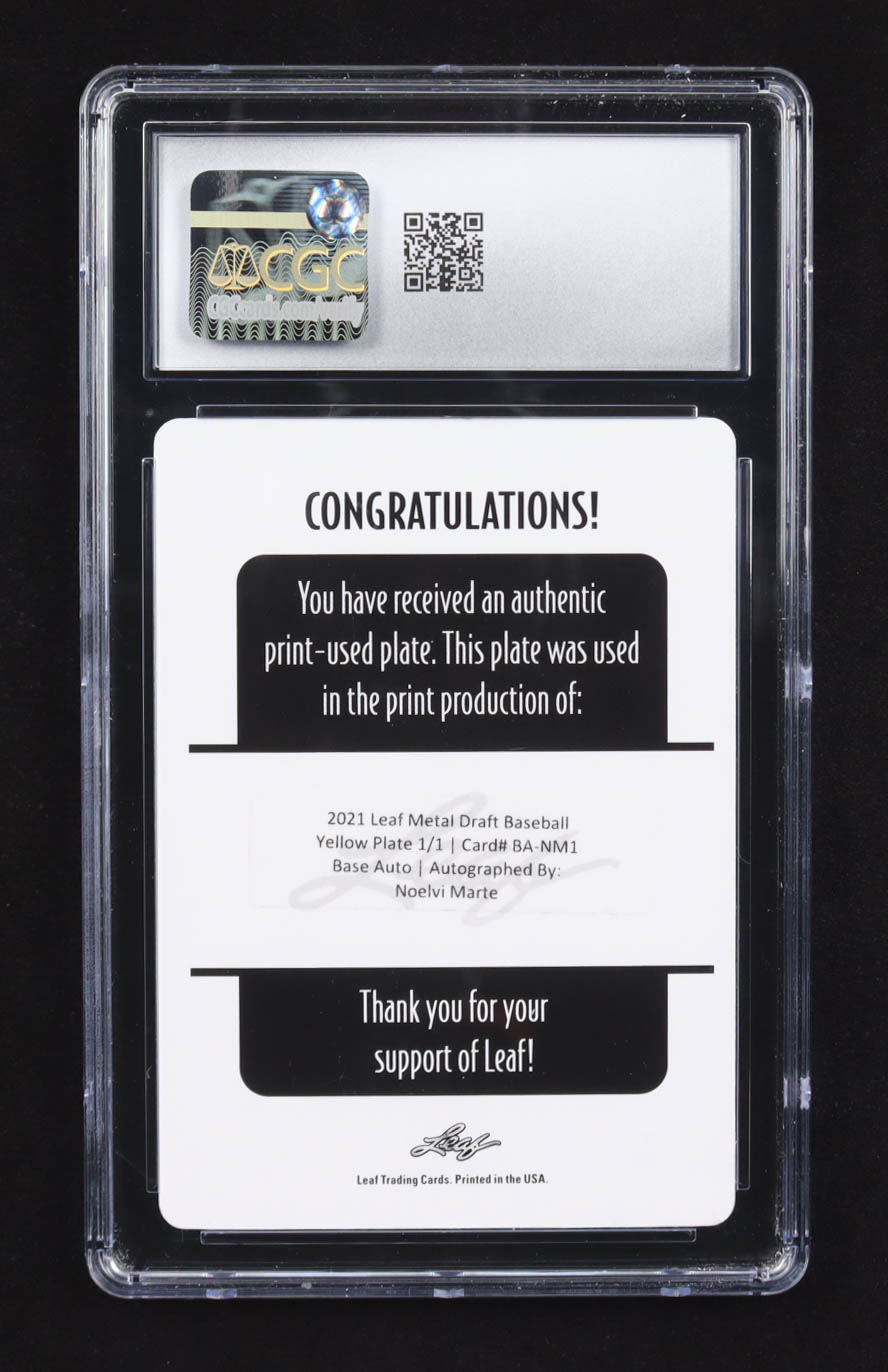 Noelvi Marte 2021 Leaf Metal Draft Autographs Yellow Printing Plate #BA-NM1 RC (CGC 8.5 | Autograph Graded CGC 10) at PristineAuction.com Noelvi Marte 2021 Leaf Metal Draft Autographs Yellow Printing Plate #BA-NM1 RC (CGC 8.5 | Autograph Graded CGC 10) at PristineAuction.com