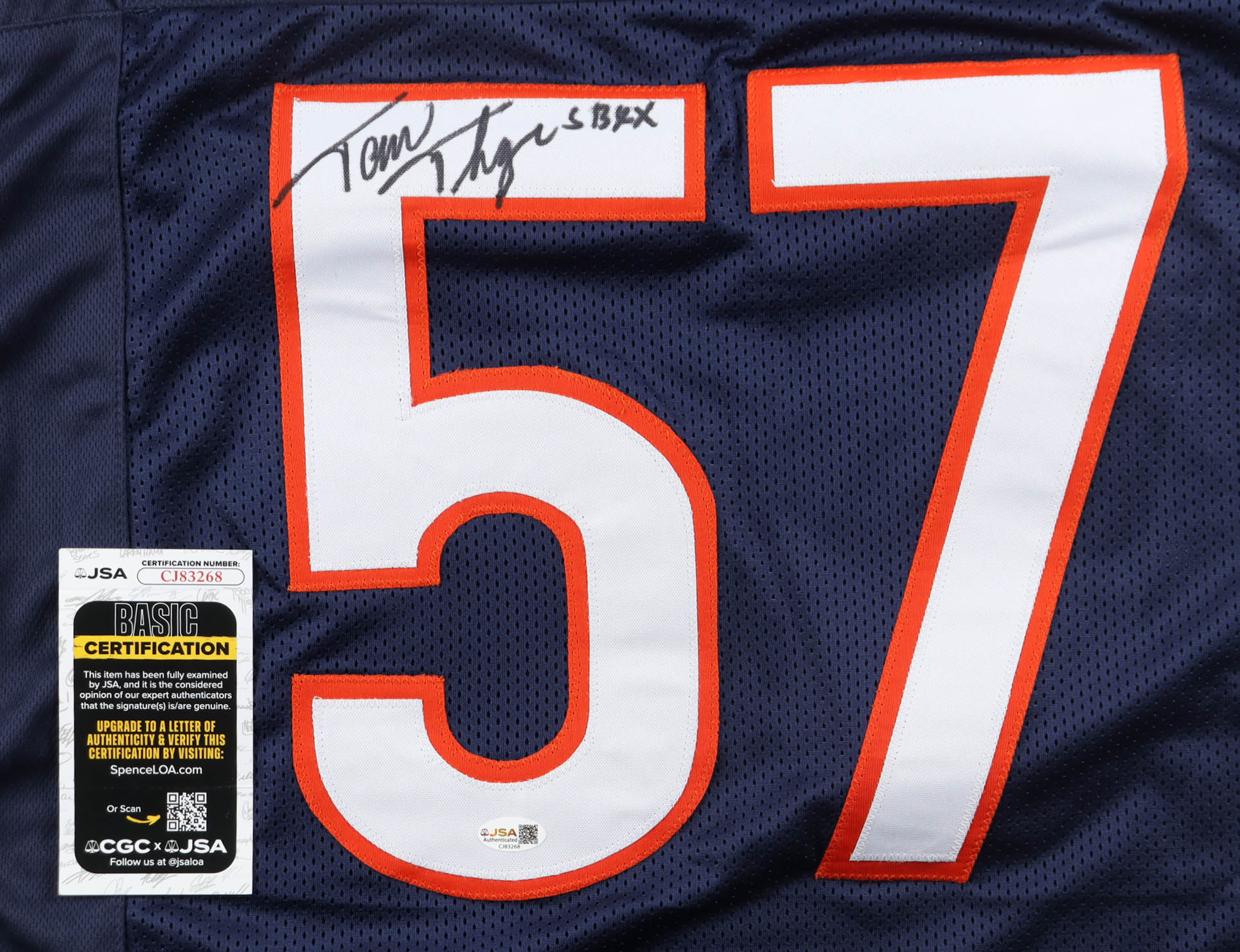 Tom Thayer Signed Jersey Inscribed "SB XX" (JSA) at PristineAuction.com Tom Thayer Signed Jersey Inscribed "SB XX" (JSA) at PristineAuction.com