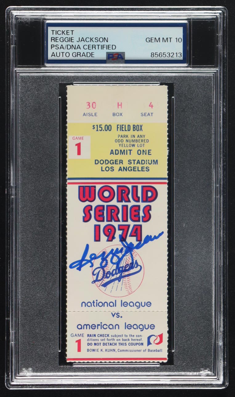 Reggie Jackson Signed 1974 Original World Series Game Ticket (PSA Auto 10) at PristineAuction.com Reggie Jackson Signed 1974 Original World Series Game Ticket (PSA Auto 10) at PristineAuction.com