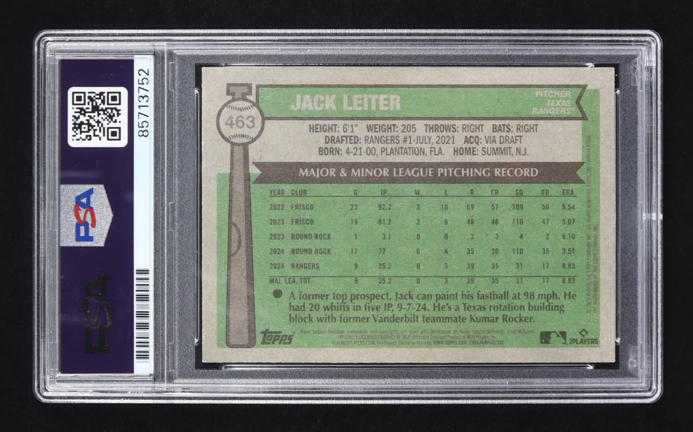 Jack Lieter Signed 2025 Topps Heritage #463 (PSA) at PristineAuction.com Jack Lieter Signed 2025 Topps Heritage #463 (PSA) at PristineAuction.com