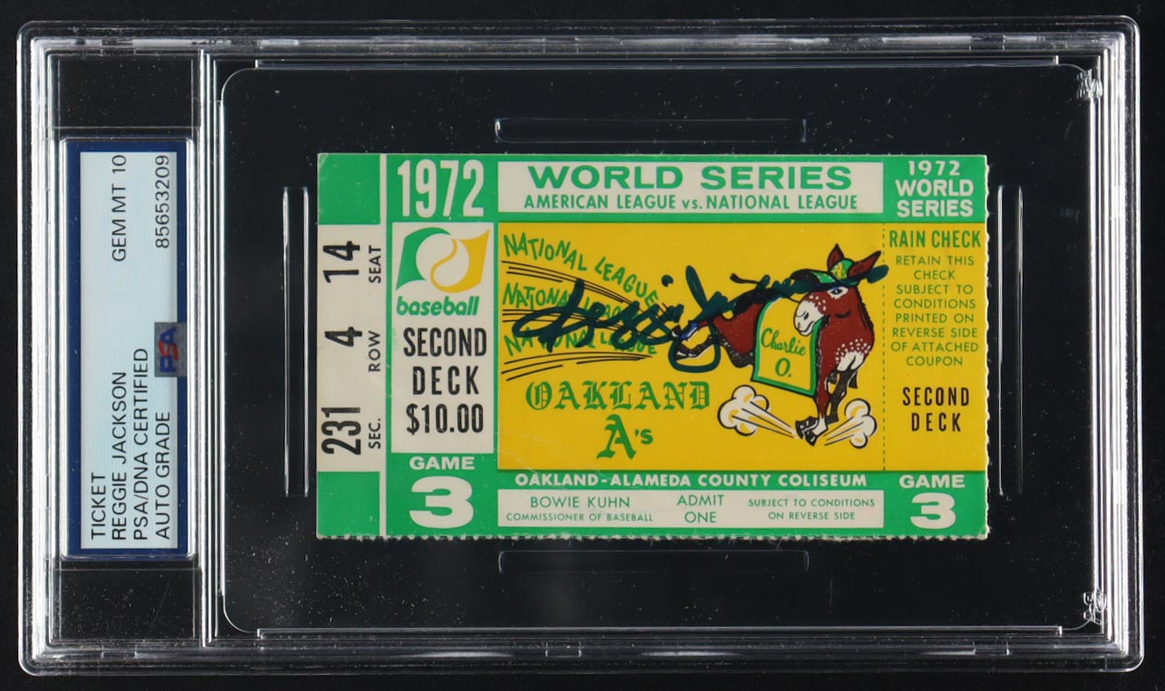 Reggie Jackson Signed 1972 Original World Series Game Ticket (PSA Auto 10) at PristineAuction.com Reggie Jackson Signed 1972 Original World Series Game Ticket (PSA Auto 10) at PristineAuction.com