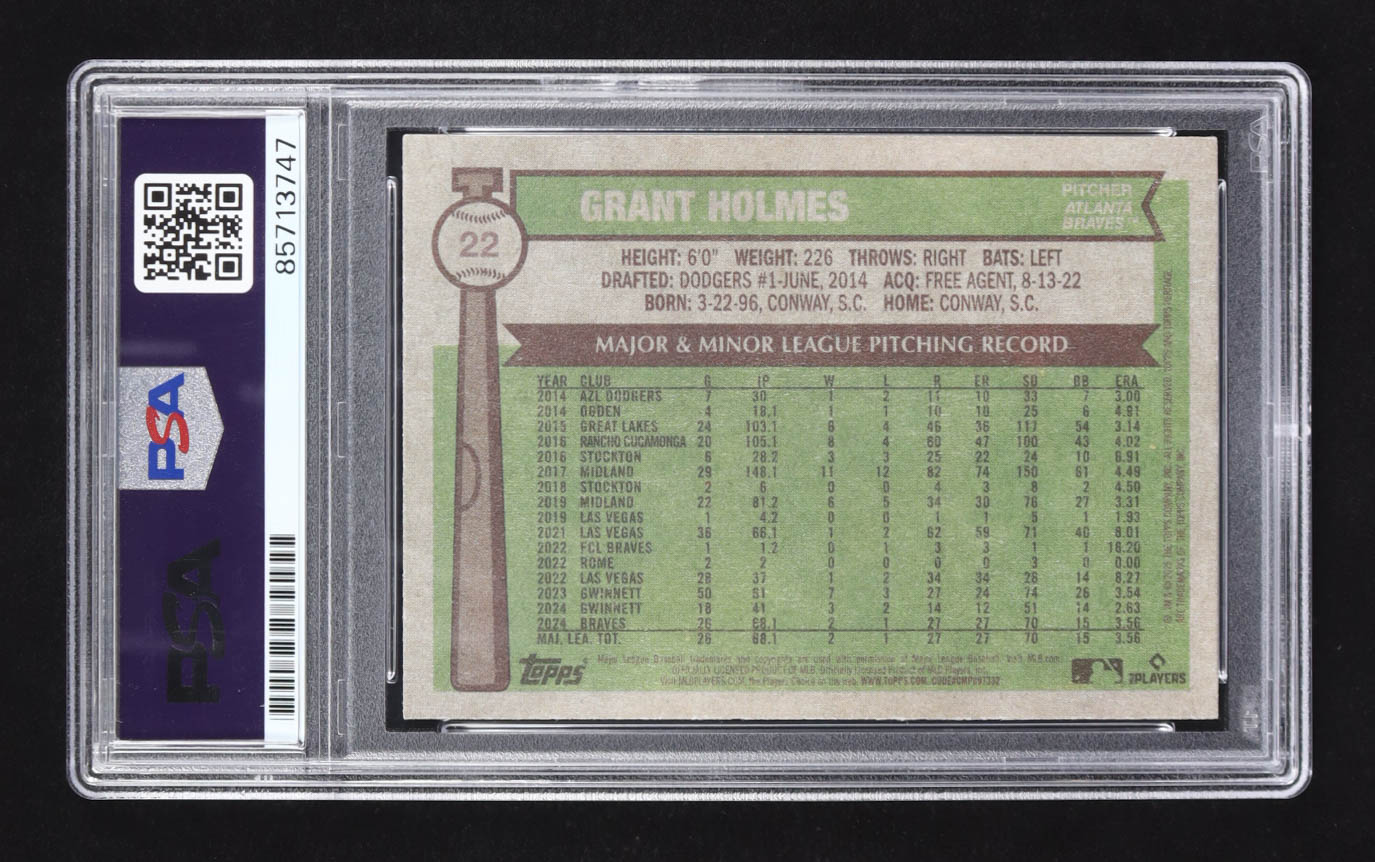 Grant Holmes Signed 2025 Topps Heritage #22 RC (PSA) at PristineAuction.com Grant Holmes Signed 2025 Topps Heritage #22 RC (PSA) at PristineAuction.com