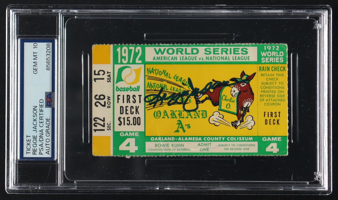 Reggie Jackson Signed 1972 Original World Series Game Ticket (PSA Auto 10) at PristineAuction.com Reggie Jackson Signed 1972 Original World Series Game Ticket (PSA Auto 10) at PristineAuction.com