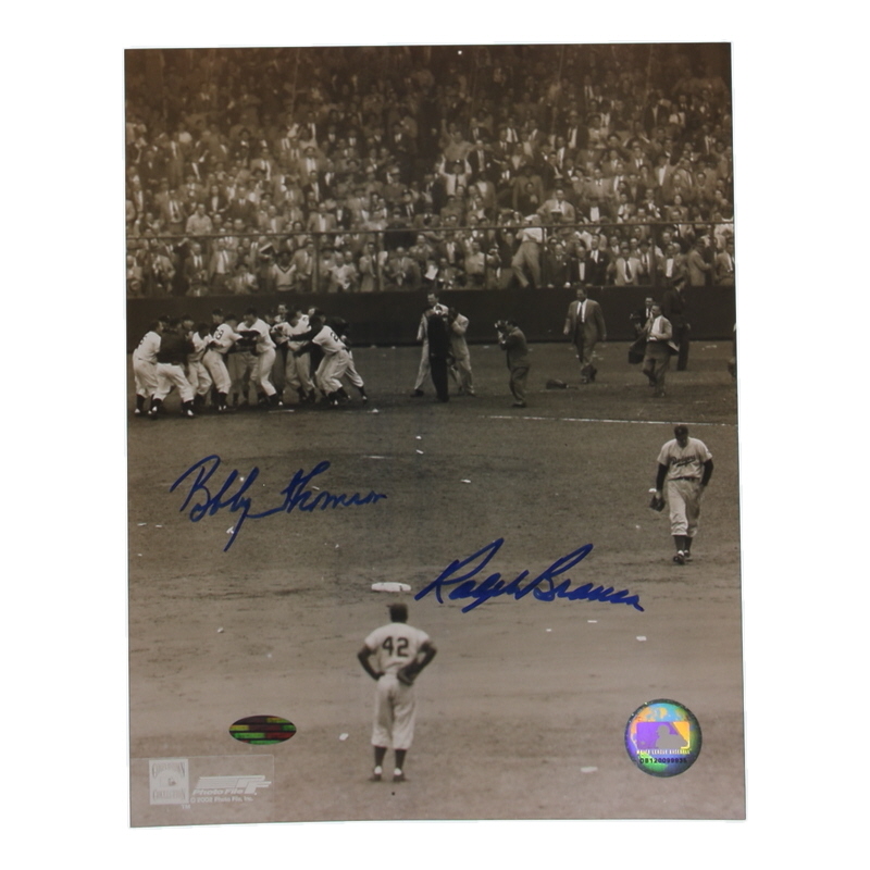 Bobby Thomson & Ralph Branca Signed "Shot Heard Around The World" 8x10 Photo (Steiner) at PristineAuction.com Bobby Thomson & Ralph Branca Signed "Shot Heard Around The World" 8x10 Photo (Steiner) at PristineAuction.com