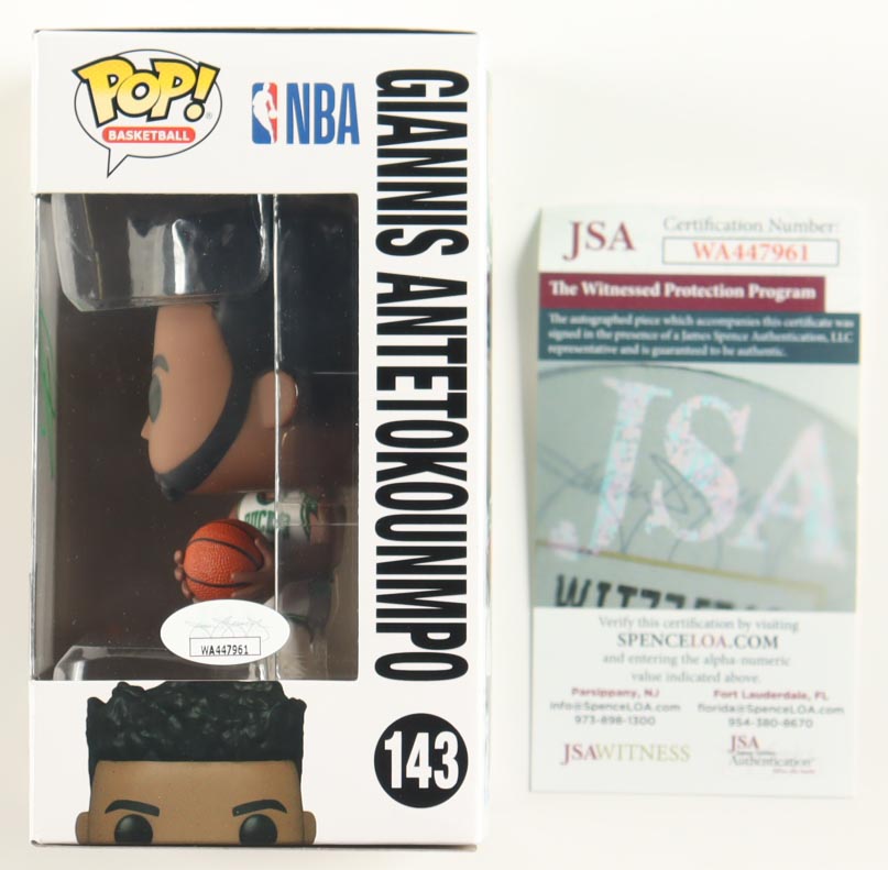 Giannis Antetokounmpo Signed Bucks #143 Funko Pop! Vinyl Figure (JSA) at PristineAuction.com Giannis Antetokounmpo Signed Bucks #143 Funko Pop! Vinyl Figure (JSA) at PristineAuction.com