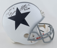 Tony Romo & Troy Aikman Signed Cowboys Full-Size Speed Helmet Inscribed "5 TD 9/12/99" & "5 TD 11-23-06" (Romo & Aikman) at PristineAuction.com